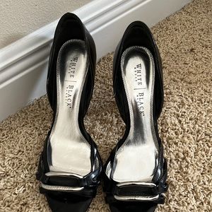White House & Black Market black peep toe heels size 10